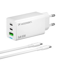 Wozinsky Gan LadegeräT 65W 2X USB-C Mit USB-C Kabel, Weiß