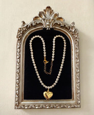 14K Gold Plated Cubic Zirconia Heart Tennis N...