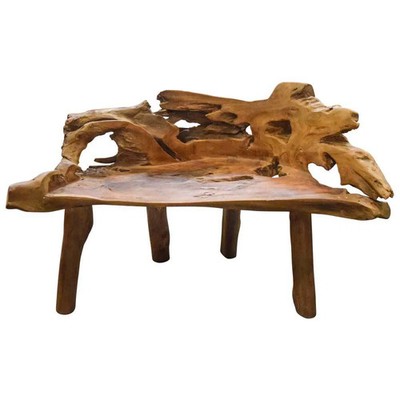 Wurzelholzbank ''Root Bench'' aus recyceltem Teakholz, Länge ca. 120-140 cm