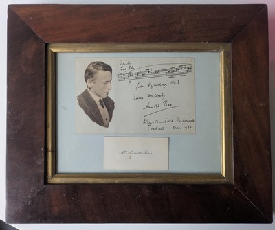 Arnold Bax signierte gerahmte Notenschrift, 1930.