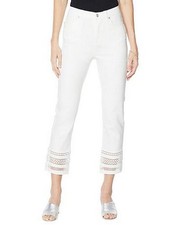 DG2 Diane Gilman Ivory 22W Average Classic Stretch Crochet Hem Cropped Jean New