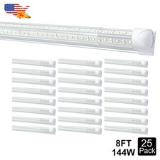 25 Pack 8Ft 144W Led Shop Lights Fixture T8 8 Foot Led Tube Light Bulbs 6500K