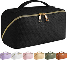 Large Capacity Travel Cosmetic Bag - Makeup Bag, PU Leather Waterproof Cosmetic 