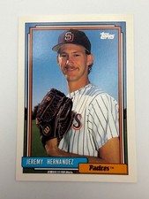 #211 Jeremy Hernandez [Rookie] Padres 1992 Topps Baseball Card NM. rookie card picture
