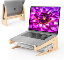 Wood Laptop Stand,Universal Computer Stands for Desk,Vertical Laptop Holder for