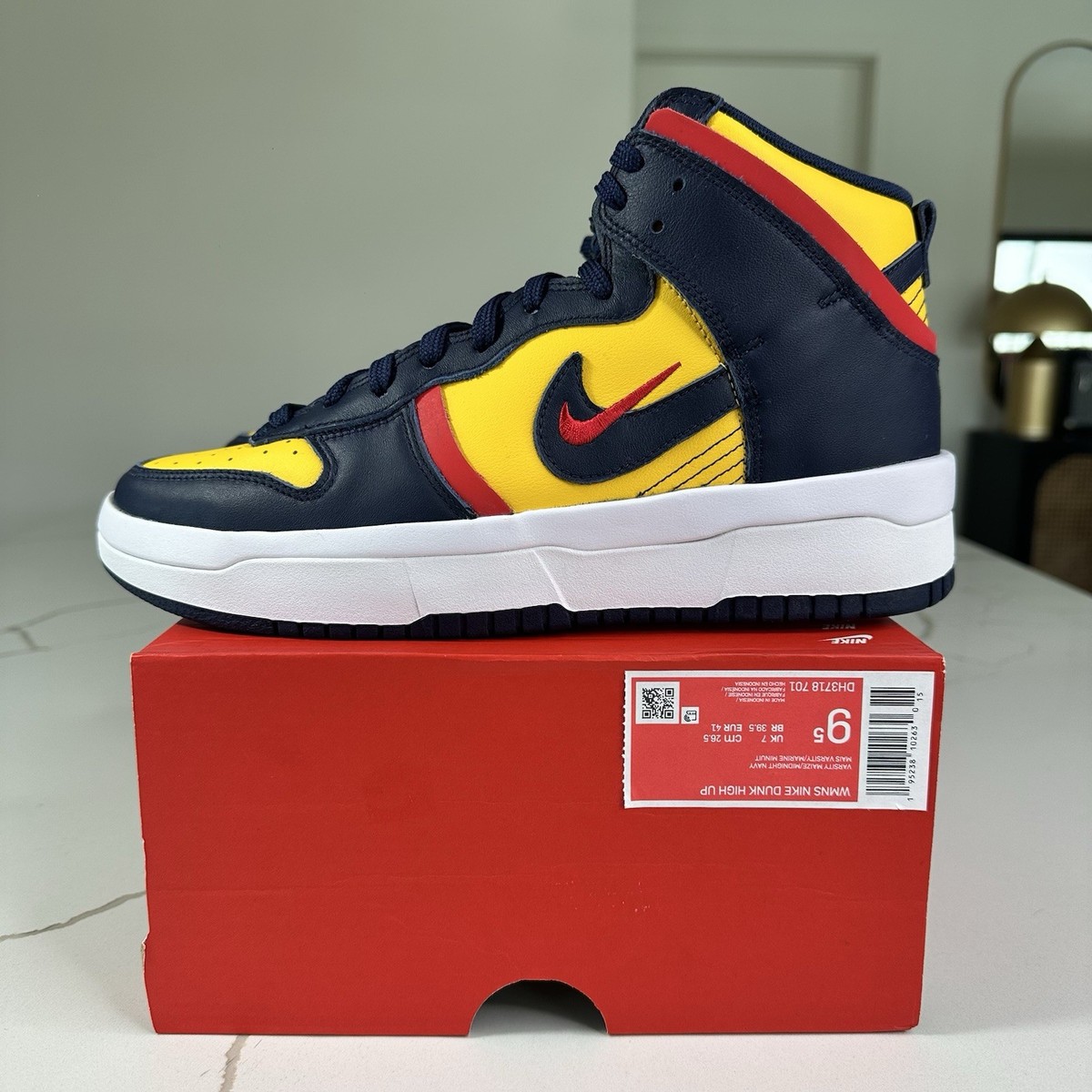 Nike Dunk High Up Rebel Michigan Maize Navy Women