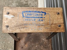 Vintage Craftsman Creeper Roller Seat Wood Metal Rolling Tool Cart Mechanic