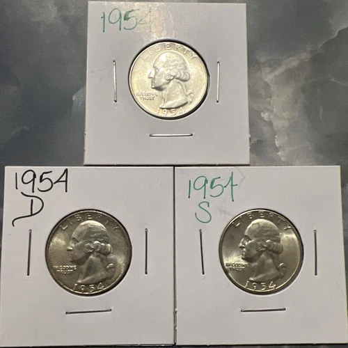 1954 P D S SILVER WASHINGTON QUARTERS GEM❣️Stunning UNC COINS