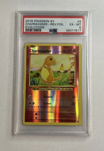 PSA 6  2016 Pokemon XY Evolutions Charmander Reverse Holo Foil 9/108