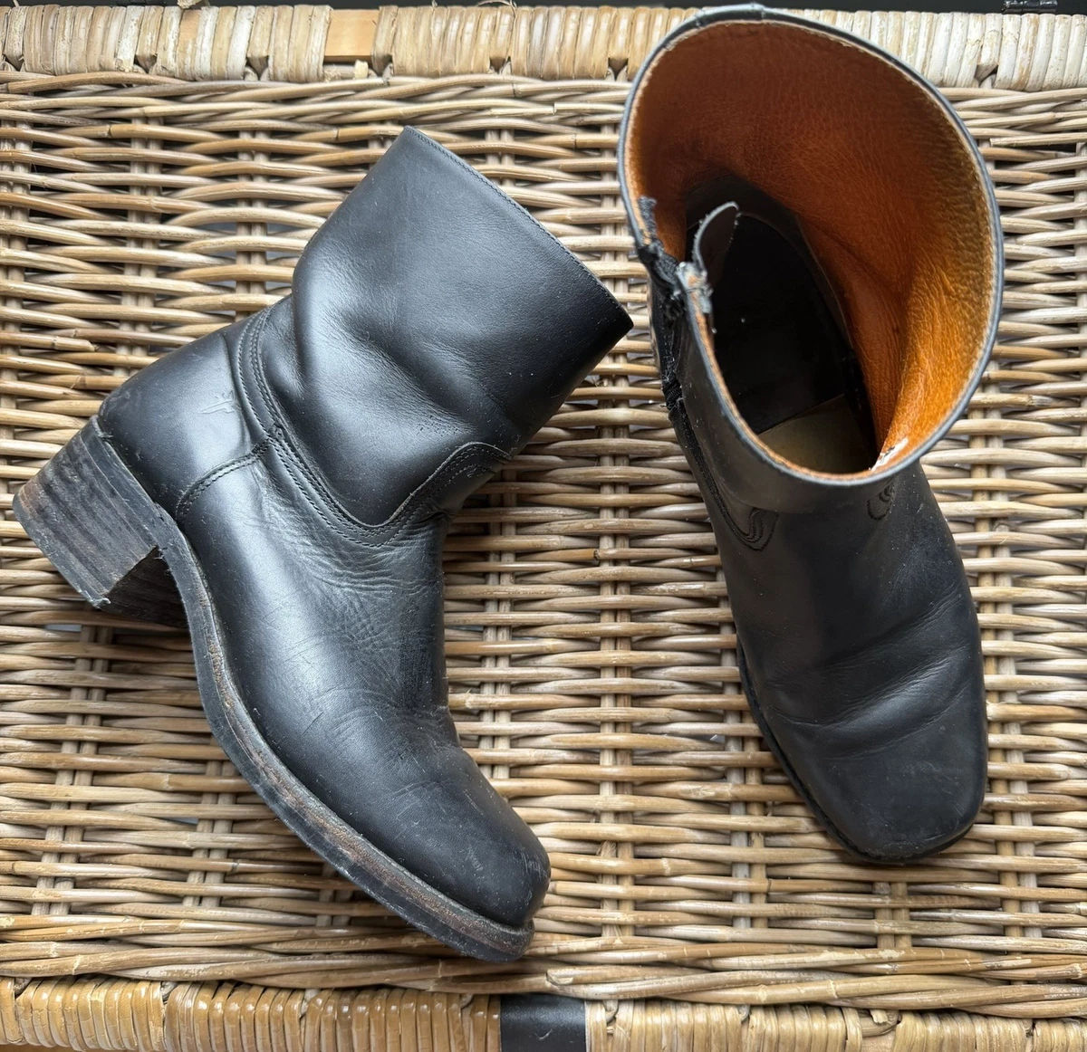 FRYE Campus Plain Toe Men\'s Black Leather Side Zip Boots New in Box Frye Men main image 3
