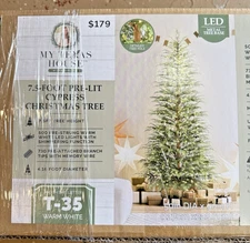 My Texas House 2024 7.5ft Cypress Pre-Lit Christmas Tree GUC in BOX T-35 Twinkle