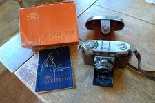 Vintage Zeiss Ikon Contessa Rangefinder 35mm Film Camera, Orig Box, Manual, Case