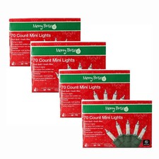 LOT of 4 Merry Brite Mini Christmas Lights Clear Bulb 70 ct Indoor Outdoor 15ft