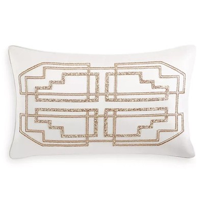 HUDSON PARK COLLECTION CONNETTIVA DECORATIVE PILLOW COLOR LIGHT GREY 16'X26'