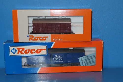 2x ROCO H0 46027/47524  Güterwagen-Die Bahn fährt Rad-+gedeckter Güterwagen#8501 | Zustand: Gebraucht