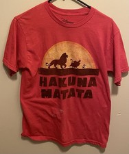 Walt Disney Lion King Hakuna Matata Red T-shirt Simba Timon Pumbaa Cotton Medium