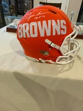 Jim Brown autographed full-size authentic amp, Cleveland Browns football helmet
