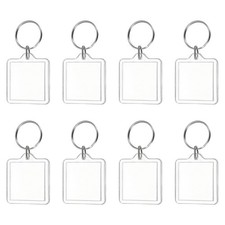 8Pcs Square Clear Acrylic Photo Frame Keyring for Women and Men
