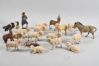 Q74N09 Konvolut antike Tierfiguren ua Elastolin Schäfer Schafe