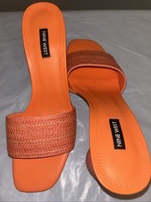 Nine West Orange Chunky Heel Mules Size 10.5 NEW