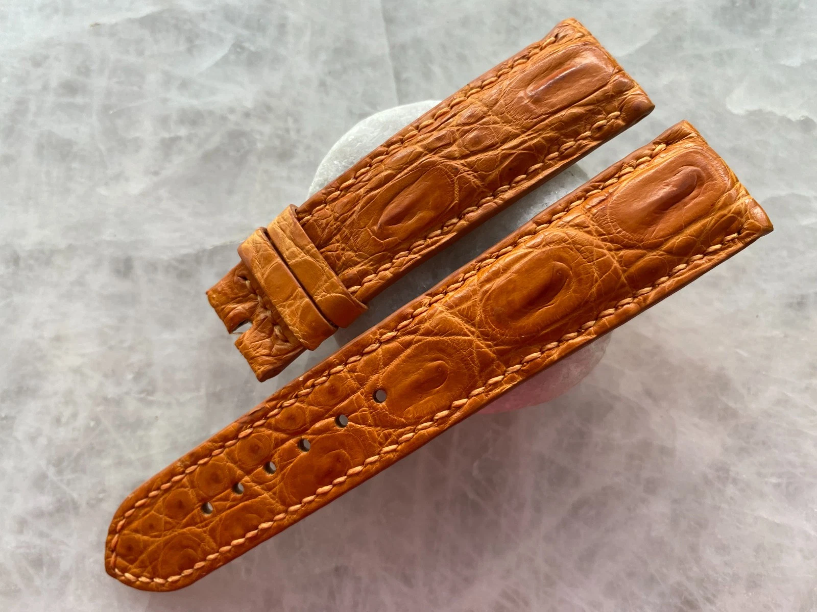 20mm/18mm Orange Alligator Crocodile Print Leather Watch Strap Band