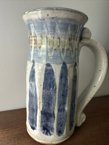 Signed Studio Pottery 7" Tall Mug Blue Excellent Condition - Unused Signed - Picture 2 of 6