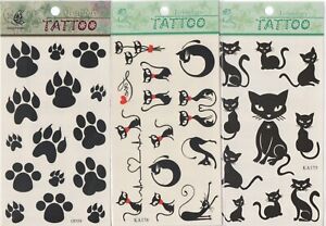 Lot Sticker Tatouage Autocollant Tattoo Chat Noir Coeur Patte Coeur 056 Ebay