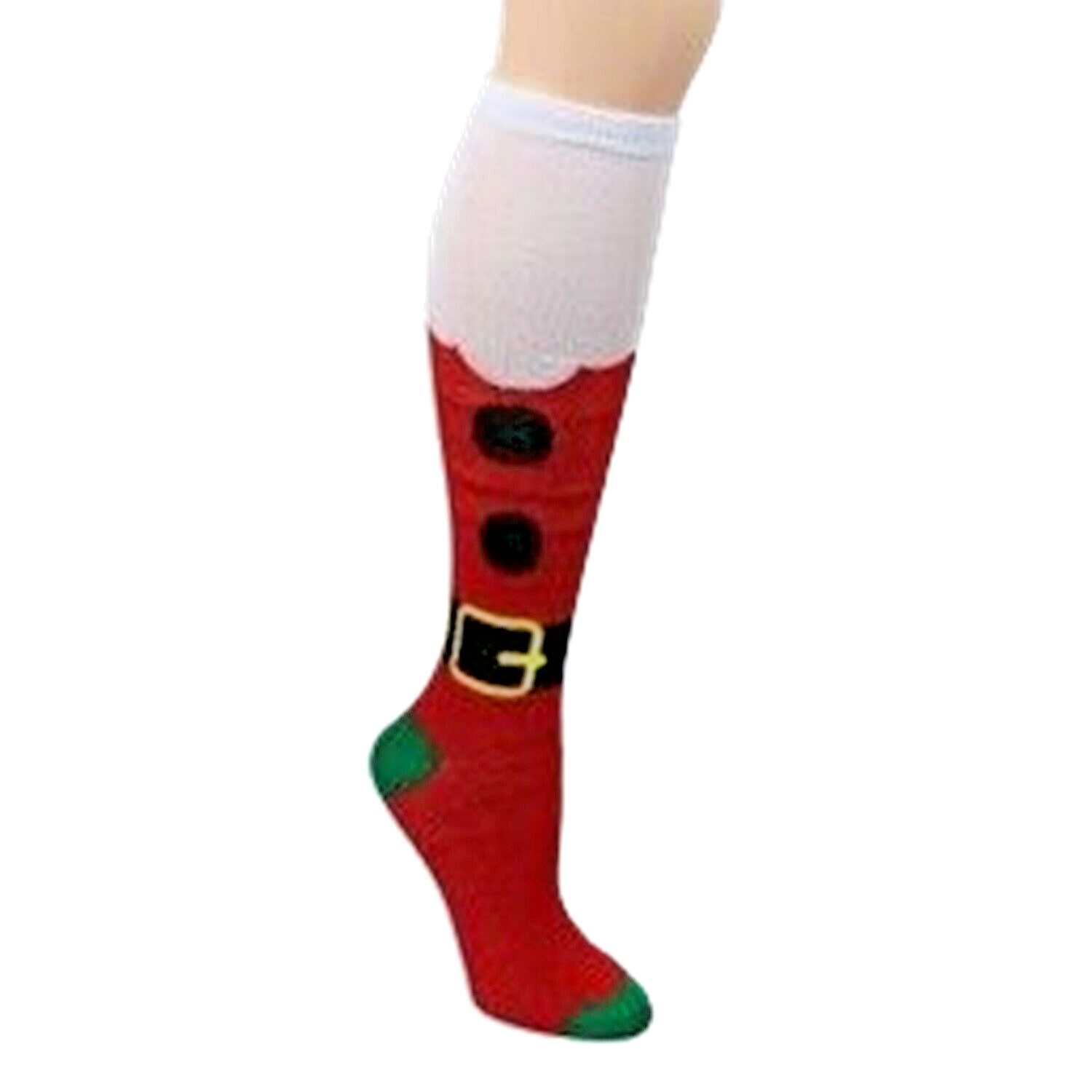 Divertidos TRAJE SANTO CALCETINES ALTOS RODILLA Señora Claus Novedad Navidad Medias de Navidad