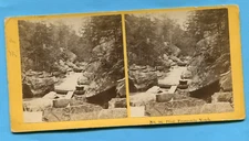 1800's STEREO VIEW POOL MAN BOAT FRANCONIA NOTCH BY KILBURN LITTLETON NH