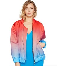 Kitty Joseph Satin Bomber Jacket Ruby/sky Blue Size 8 Uk 400018
