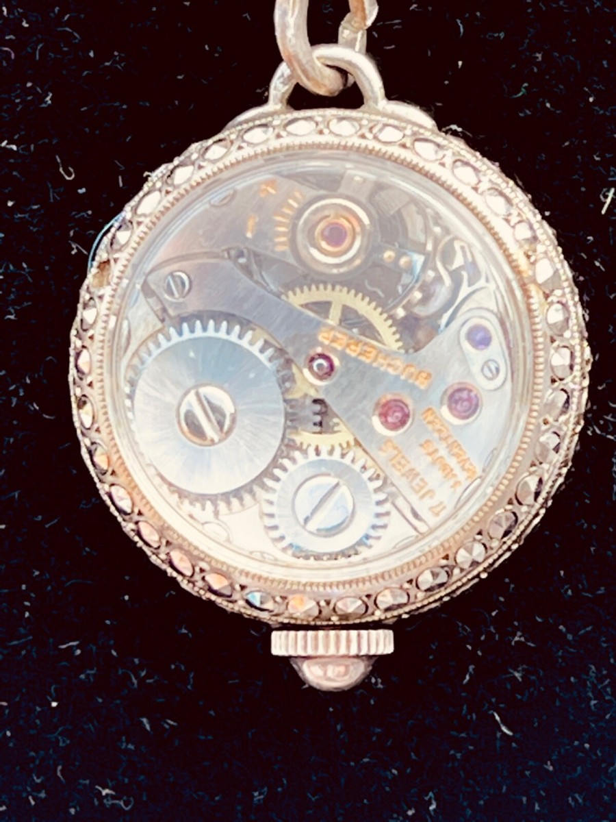 Bucherer Bubble Watch Skeleton Pendant 800 Silver & Pearl Necklace 17 Jewels View 4