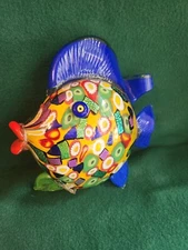 Art Glass Studio Blown Fish Abstract #D Figure Dichroic Glow Whimsical Nautical