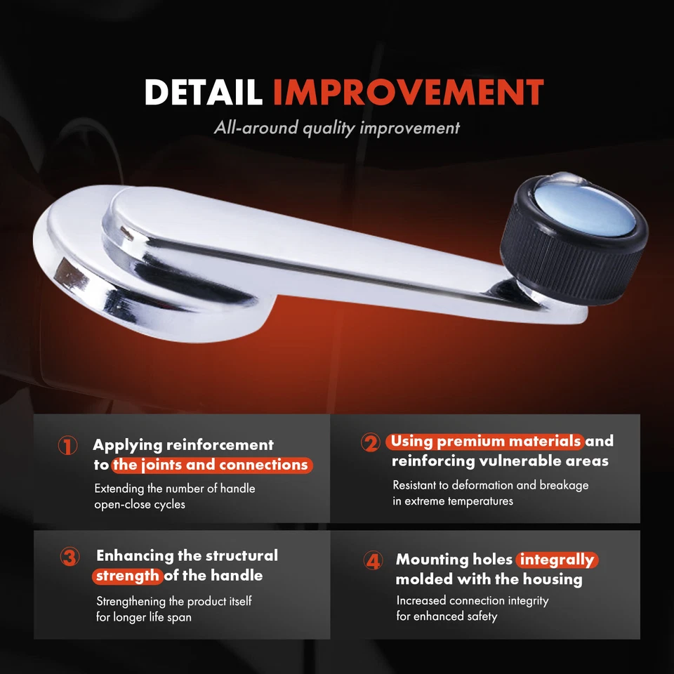 Manivela de ventana negra y cromada para GMC C1500 Suburban C5000 Topkick Yukon Foto 3 de 4