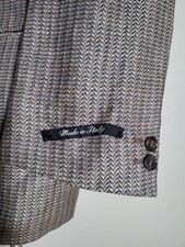 Blazer Abrigo Chaqueta Deportiva De Colección Nuevo Con Etiquetas Pancaldi 40R Azul Dorado Espiga Algodón Tweed