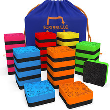 30 Pack Dry Erase Erasers Assorted Colors Magnetic Whiteboard Erasers for Kids a