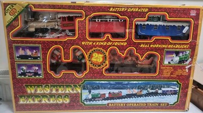 Vintage seltenes batteriebetriebenes Western Express Zugset komplett funktionsfähig