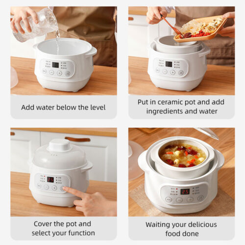 Electric Slow Cooker 1 Quart 200W Food Warmer with Ceramic O0H4 - Picture 4 of 8