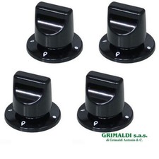 4 PEZZI MANOPOLA NERA CON GHIERA PER CUCINA A GAS PIANO COTTURA ARISTON INDESIT