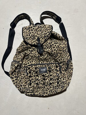 PINK Victoria’s Secret Backpack Studded Leopard Animal Cheetah Print  Vintage