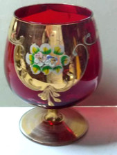 Souvenir di Roma - coppa rossa vintage filettata  in oro zecchino , anni 50/60