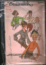5871 Vintage Butterick SEWING Pattern Misses 1970s Button Front Blouse Top Shirt