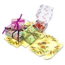 FLORAL Vintage Square GIFT BOXES Wedding Favour Chocolates | Includes Ribbon