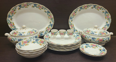 Stand Floradora Muster Terrine Speiseteller Schalen Eierbecher ovale Teller