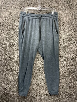H&M Sport Training Pants Men's Large Heather Blue Drawstring Waist Athleisure