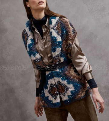 Brunello Cucinelli Cashmere Blend Women's Cardigan Vest Sweater Belt  XS