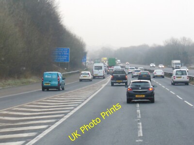 Photo 6x4 M4 eastbound  at junction 34 Groes-faen Taken on a cold and mis c2015