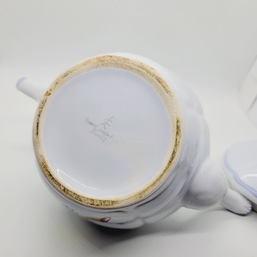 Tetera de cerámica pintada a mano Longchamp Francia aves botánicos - Imagen 14 de 15