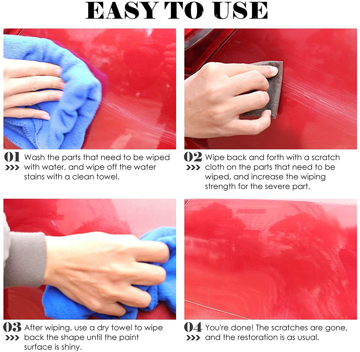 8PCS Nano Magic Cloth Scratch Remover Car Paint Cleaning Repair Rust Polish