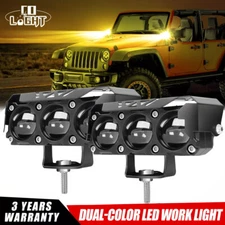 2x 4Inch LED Cube Pods Work Lights Bar Spot Fog Lamps For Jeep Driving Offroad