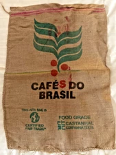 Cafe' Do Brasil Burlap Sack 36" X 26" Wall Art, Garden, Games, Crafts~~Lot #I